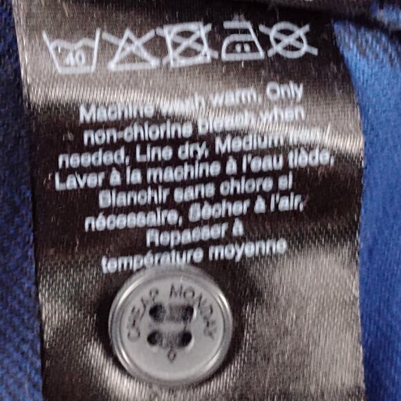 Cheap Monday Flannel Shirt Dress Medium Blue and Black Long Sleeve Button Down - Picture 9 of 11